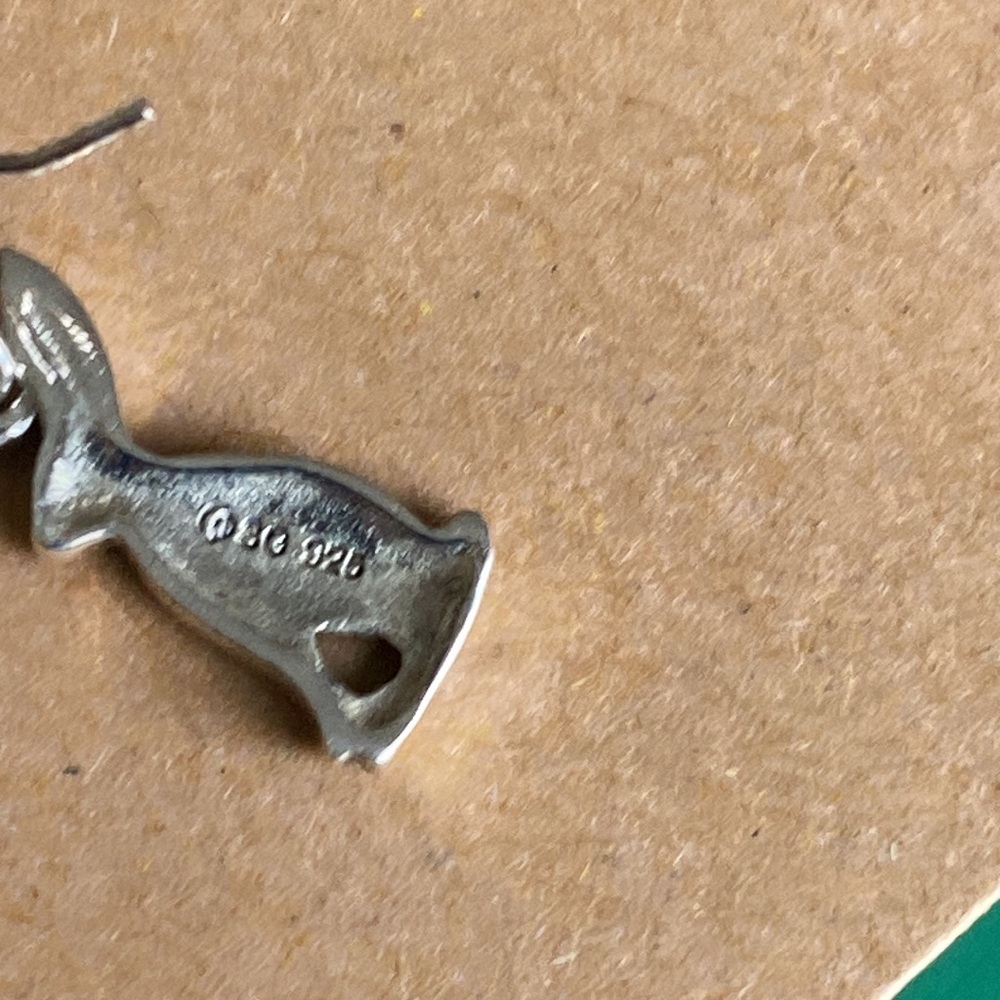 Sterling Silver Rabbit Dangle Pierced earrings - Picture 3 of 3